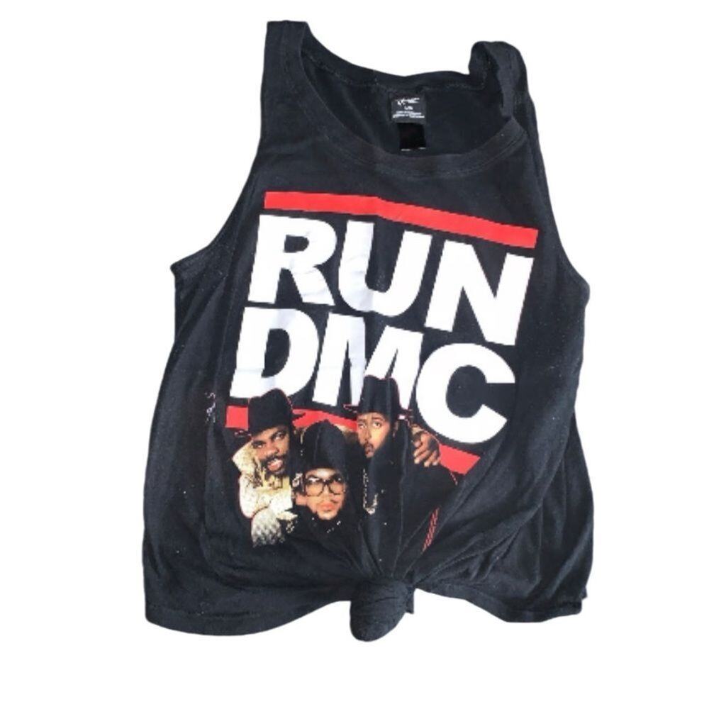 Run DMC Spellout Hip Hop Rap Bravado Tie Graphic Shirt Size L